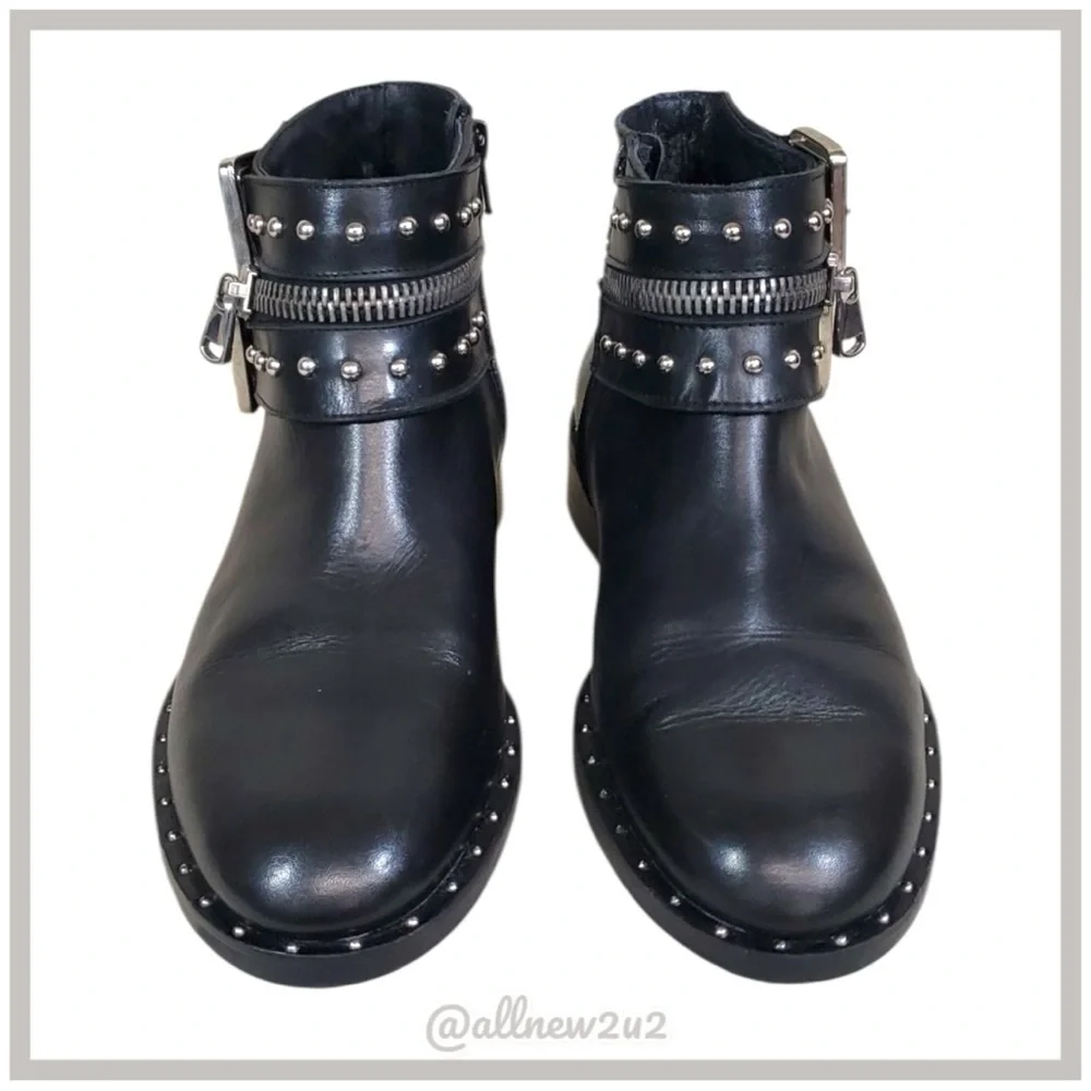 Charles David Black Ankle Boots with Silver Accents - Picture 6 of 14